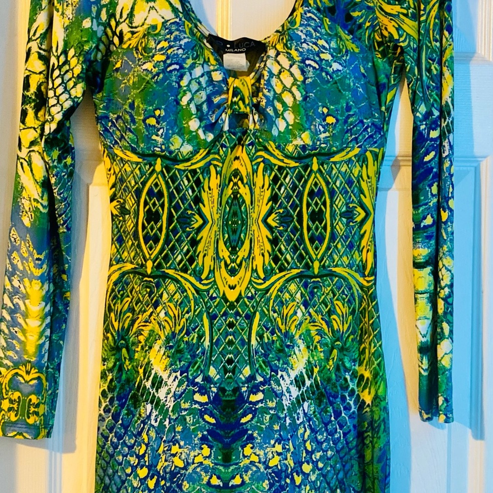 Milano Vibrant Green and Yellow Mini Dress